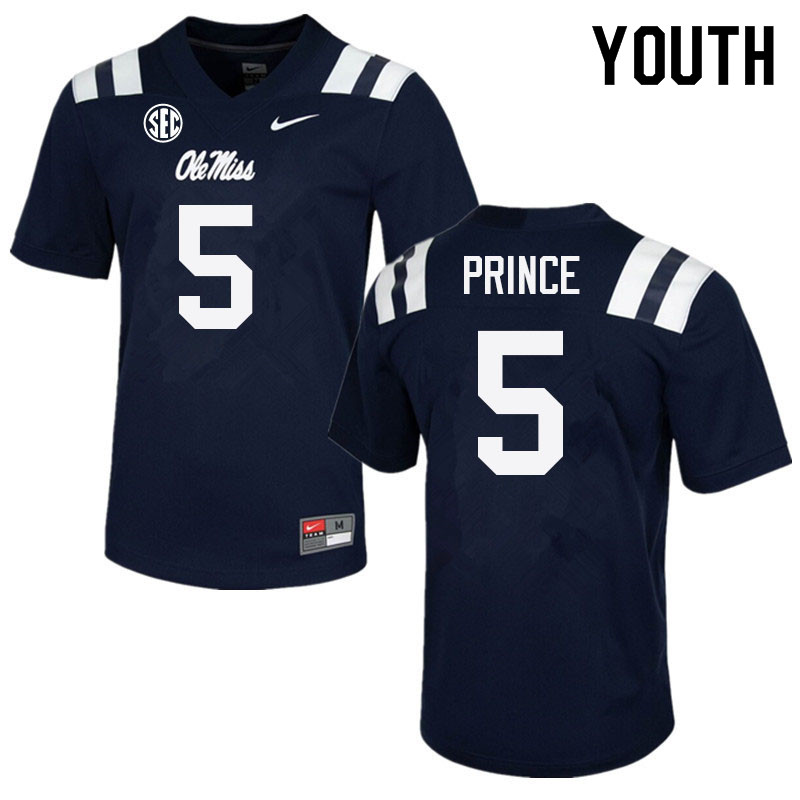 Deantre Prince Ole Miss Rebels NCAA Youth Navy #5 Stitched Limited College Football Jersey EVG1058IL